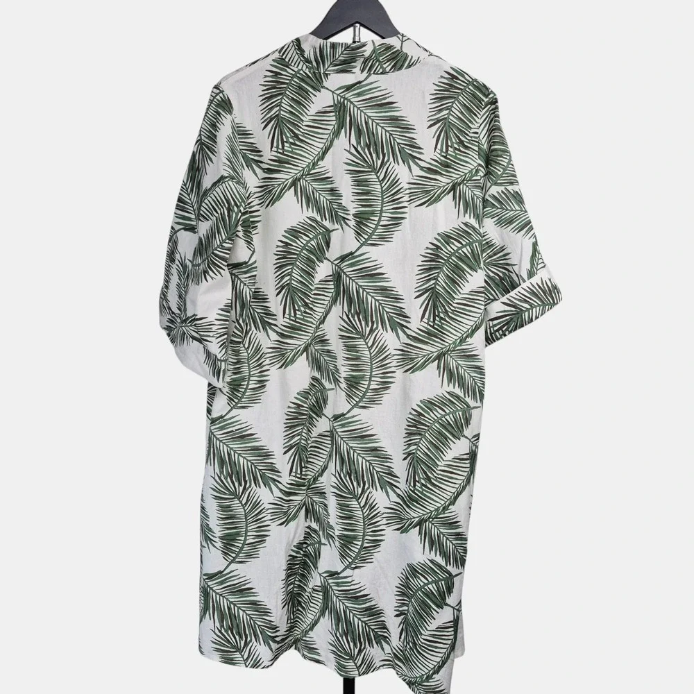 Mirror Image Womens Size S Palm Tropical Leaf Open Swim Cover Tunic Linen Cotton - Picture 6 of 10